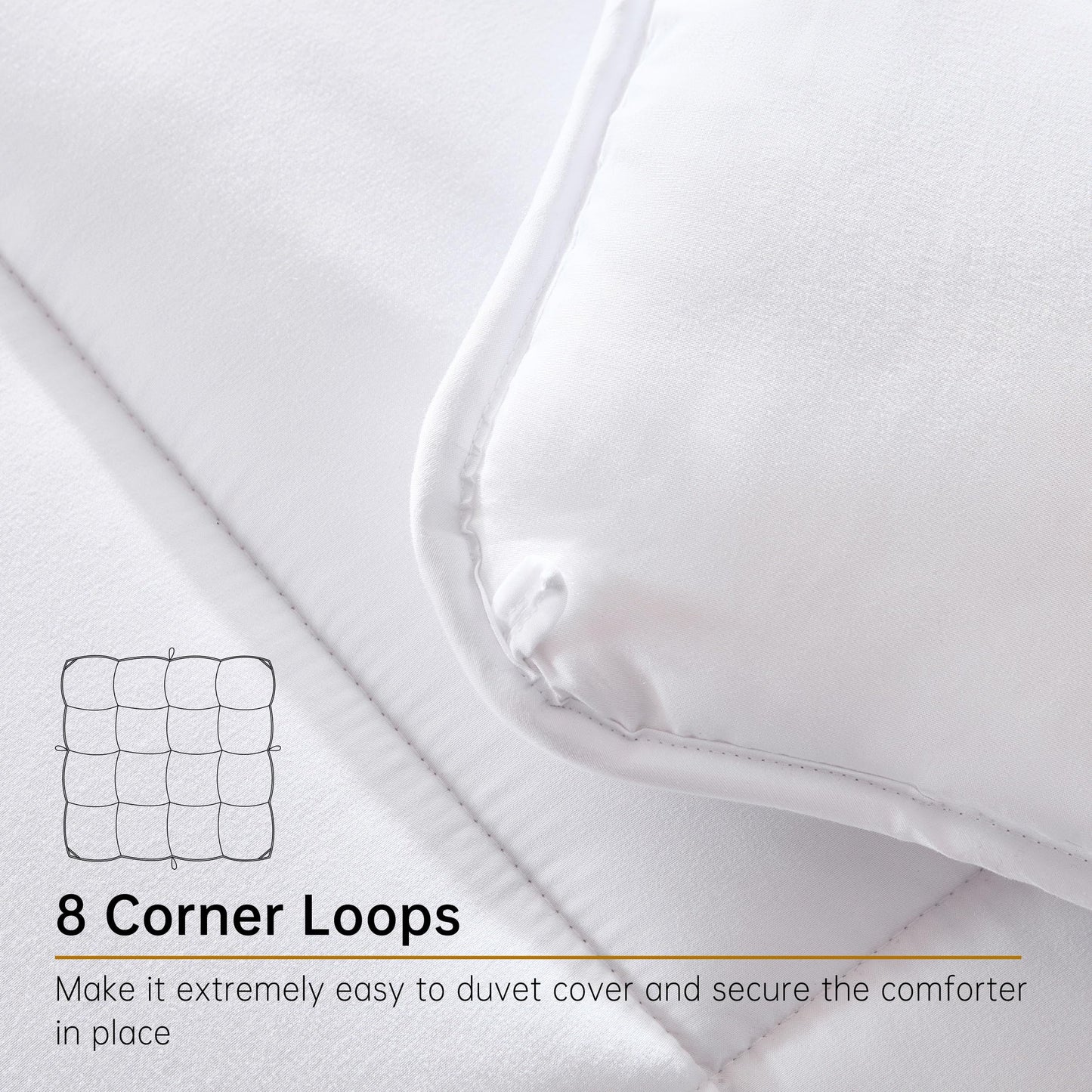 ABOUTABED Twin Comforter Duvet Insert White, All Season Down Alternative Comforter, Ultra Soft Quilted Bedding Comforter with 8 Corner Tabs, Machine Washable