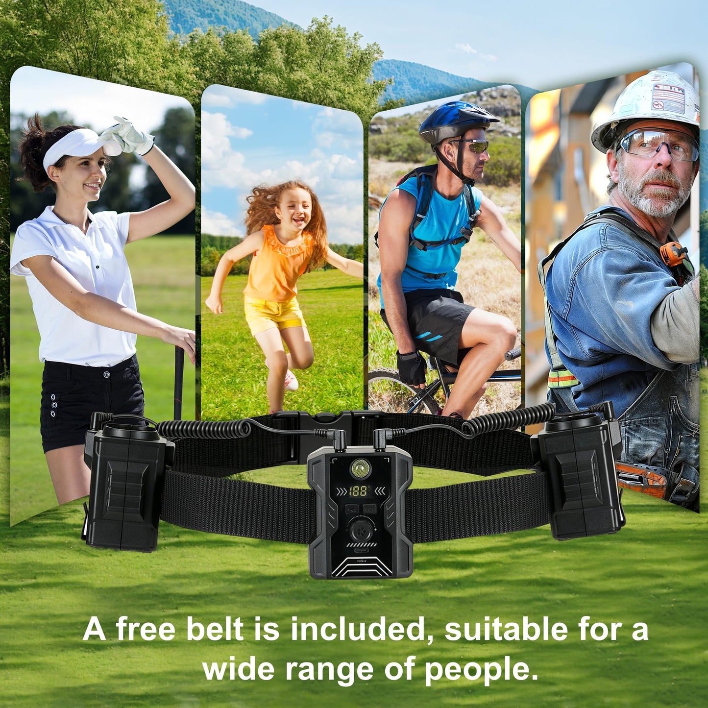 16000mAh Portable Waist Fan 2 Separate Wearable Waist Fans 18000RPM Powerful Belt Fans Rechargeable Battery operated With 100 Speeds for Jobsite Gardening Camping Outdoor work Travel Essentials