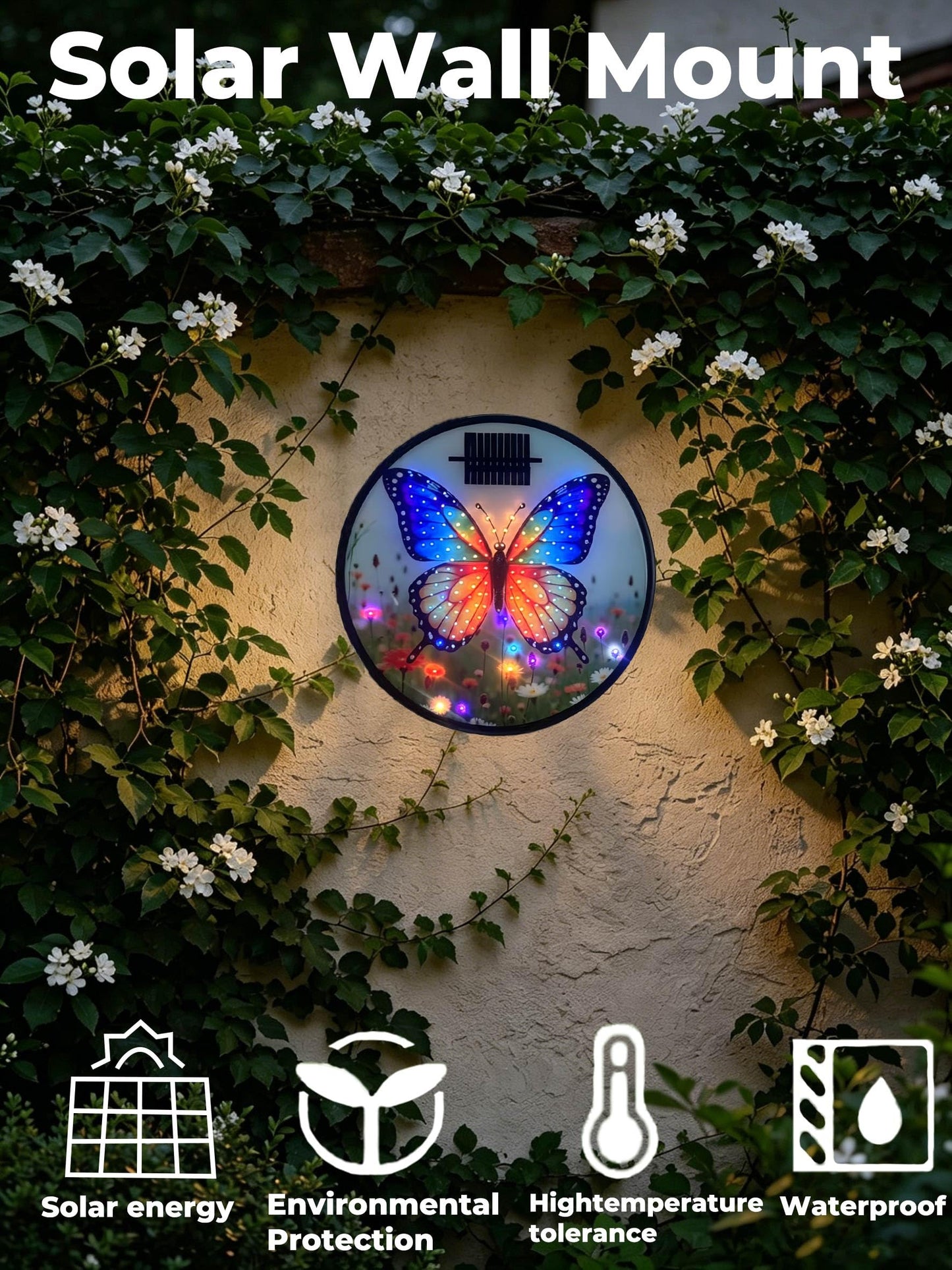 CBAXEAXMM Solar Butterfly Wall Decor (Colorful)