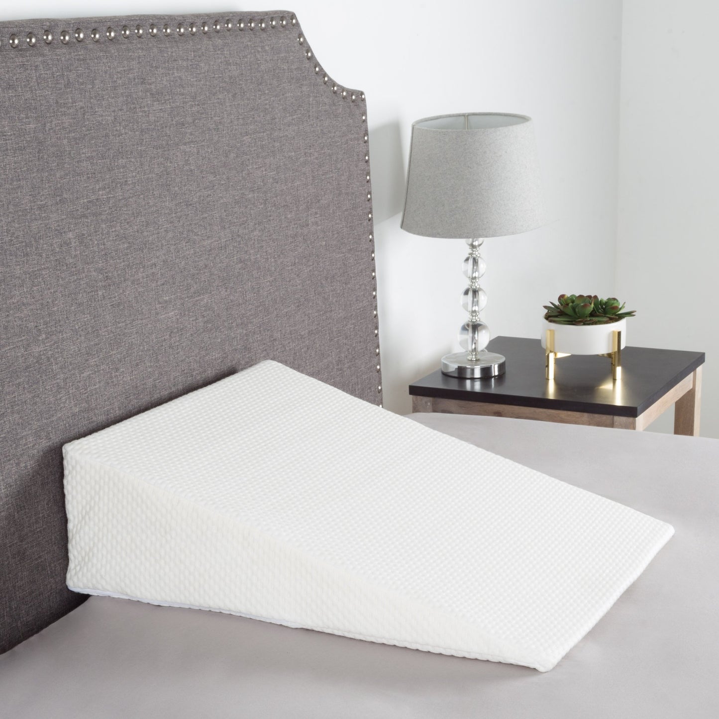 Lavish Home Wedge Pillow-Memory Foam Pillow with Bamboo Fiber Cover-Great for Heartburn, Acid Reflux, Snoring, Back Pain and Better Sleep (IVORY)
