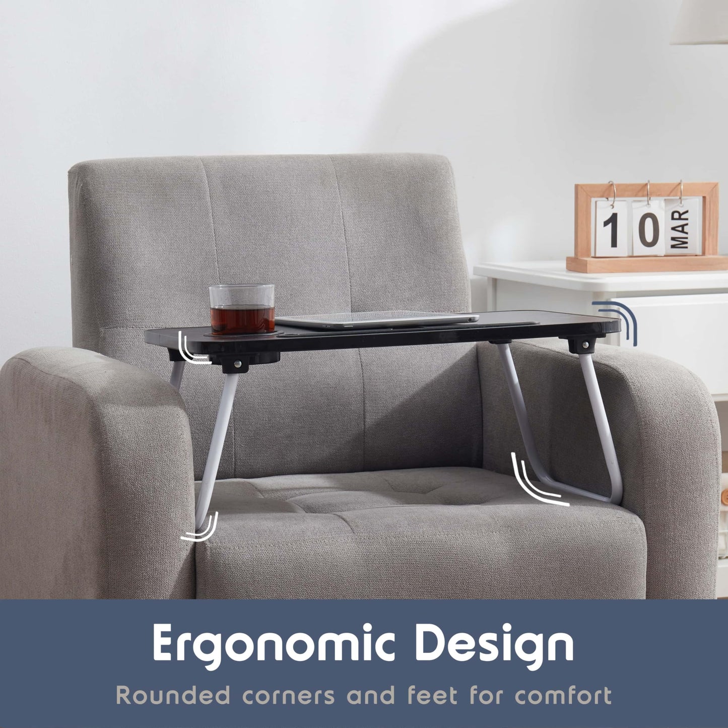 Laptop Bed Tray Table, Laptop Stand, Portable Lap Desks with Foldable Legs, Reading Desk for Sofa Couch Floor - Small