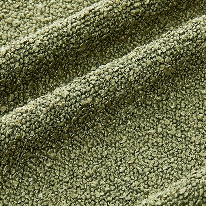 Mixhug Decorative Boucle Throw Pillow Covers, Olive Green, 18 x 18 Inches, Pack of 2 - Textured Boho Pillow Covers for Couch and Bed
