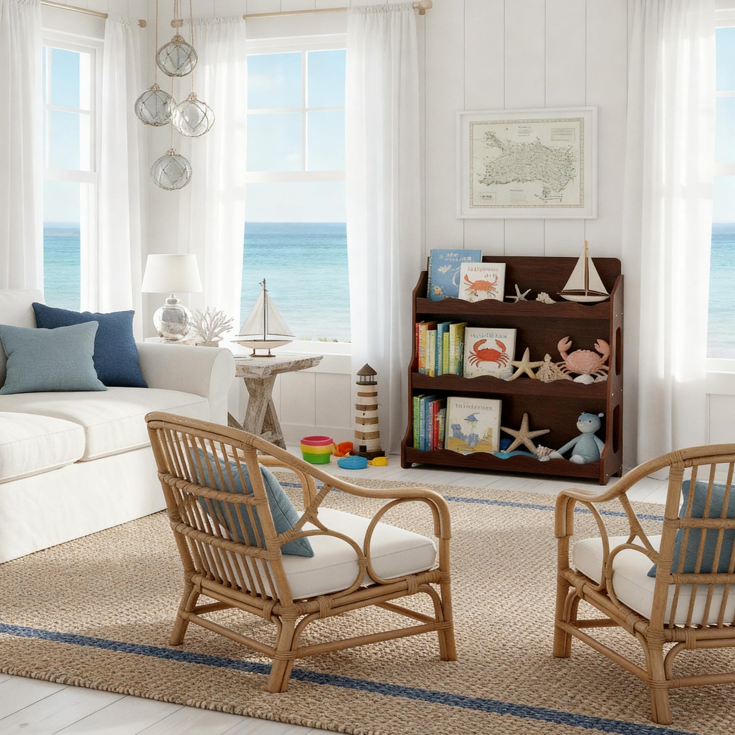 AMMEHOELA Wood Kids Bookshelf,WalnutWood GrainPattern