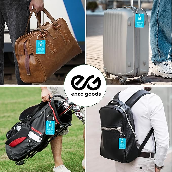 Personalized Luggage Tag | 10 Pack | Custom Luggage Tags for Suitcases | Kids Backpack Tag | 10 Color Options & Choose Font, Font Color