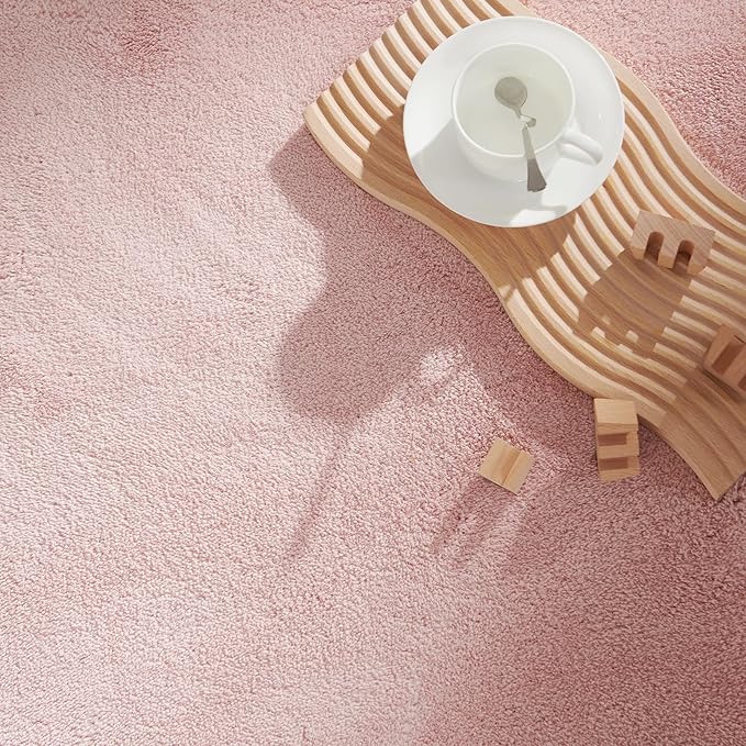 jinchan Solid Plush Runner Rug 2x6 Performance Shaggy Washable Hallway Rug Soft Modern Faux Wool Cozy Non Slip Carpet for Bedroom Laundry Room Living Room Kids Nursery Pink