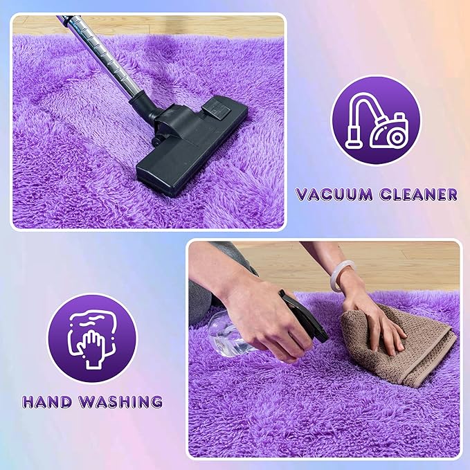 Large 9x12 Area Rugs for Living Room, Ultra Soft Shag Living Room Rug Thick Fluffy Rug for Bedroom, Plush Fuzzy Carpet for Girls Boys Kids Room Non Slip Dorm Home Decor Aesthetic, Purple