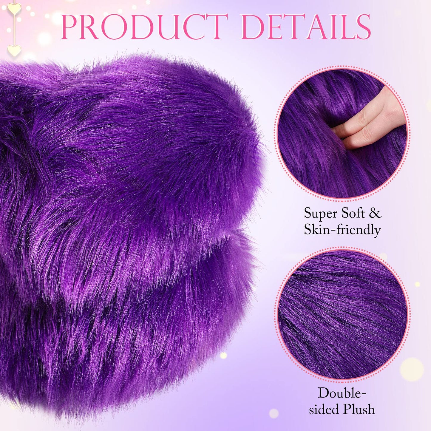 Maitys 2 Pcs Heart Shaped Pillows 12 x 16 Inch Faux Fur Throw Fluffy Cute Soft Throw Pillows Decorative with Insert for Anniversary Bedroom Living Room Sofa Couch (Violet)