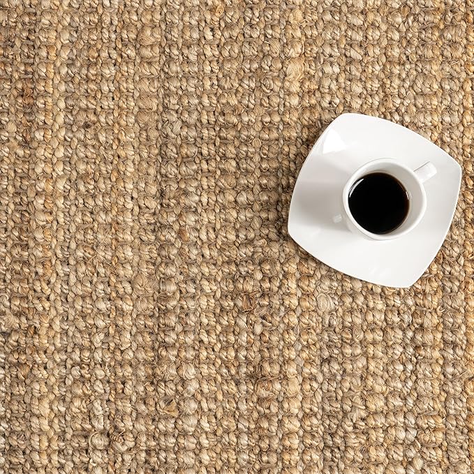 Nuloom Daniela Natural, 7'6" x 9'6", Handmade, Jute, Tassel, Soft and Textured, High Traffic, Stain Resistant, Easy Clean, Durable Area Rug for Bedroom, Living Room, Dining Space, Foyer, Entryway