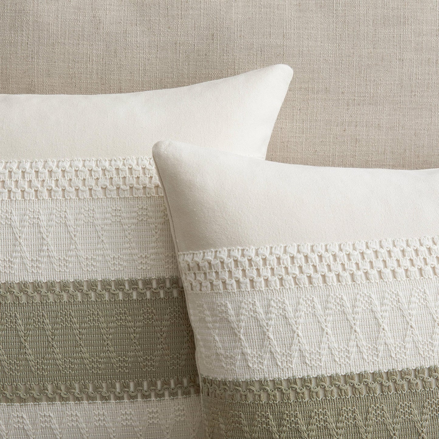 ZeeMart 2 Packs Cotton Boho Throw Pillow Covers 18x18 Inch Contrast Dark Sage, Soft Farmhouse Decorative Couch Pillow Cases Sage Green Cushion Covers for Sofa Bed Living Room Home Decor
