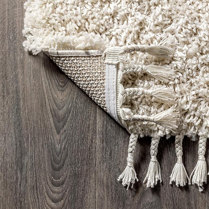 JONATHAN Y Mercer Shag Plush Tassel Cream Indoor Area Rug, 3x5, Contemporary, Modern, Easy-Cleaning for Living Room, Bedroom, Kitchen, Pet Friendly, Non-Shedding (MCR100D-3)