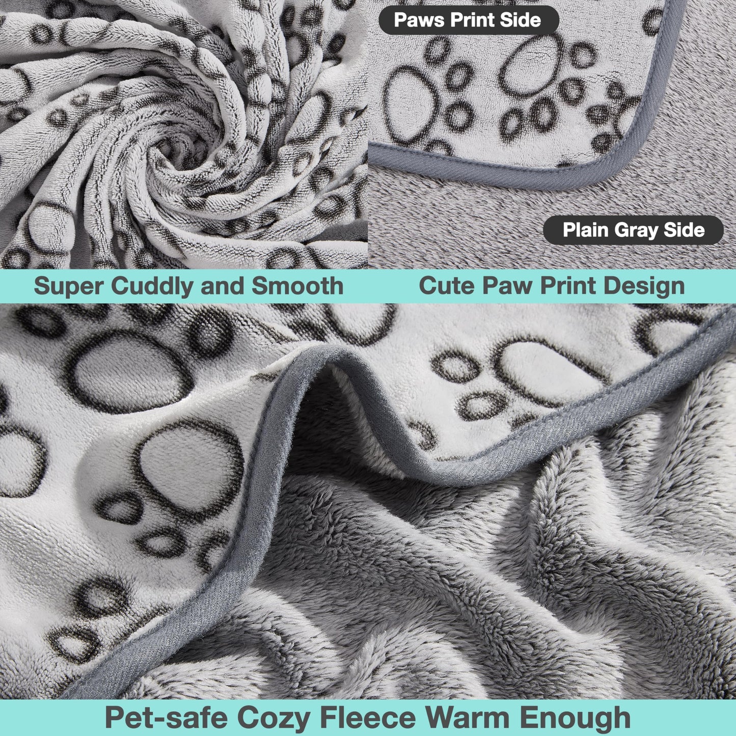 Stuffed® Premium Soft Dog Blanket Washable, 40"x32" Cat Blanket for Indoor Cats Large Medium Small Dog Puppy Essentials (Grey)