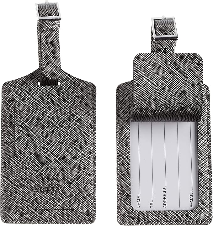 Sodsay Luggage Tags for Suitcases,4 Pack TSA Approved,Privacy Protection Bag Tags for Luggage,Airplane Travel Accessories(CH Greyish Gold)