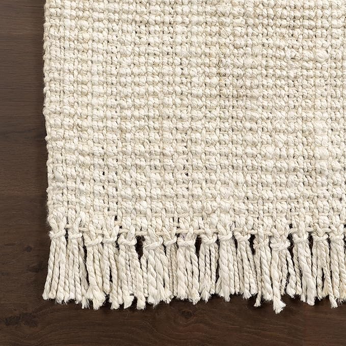 Nuloom Daniela Off-White, 2'6" x 14', Handmade, Jute, Tassel, Soft and Textured, High Traffic, Stain Resistant, Easy Clean, Durable Runner for Bedroom, Living Room, Dining Space, Foyer, Entryway