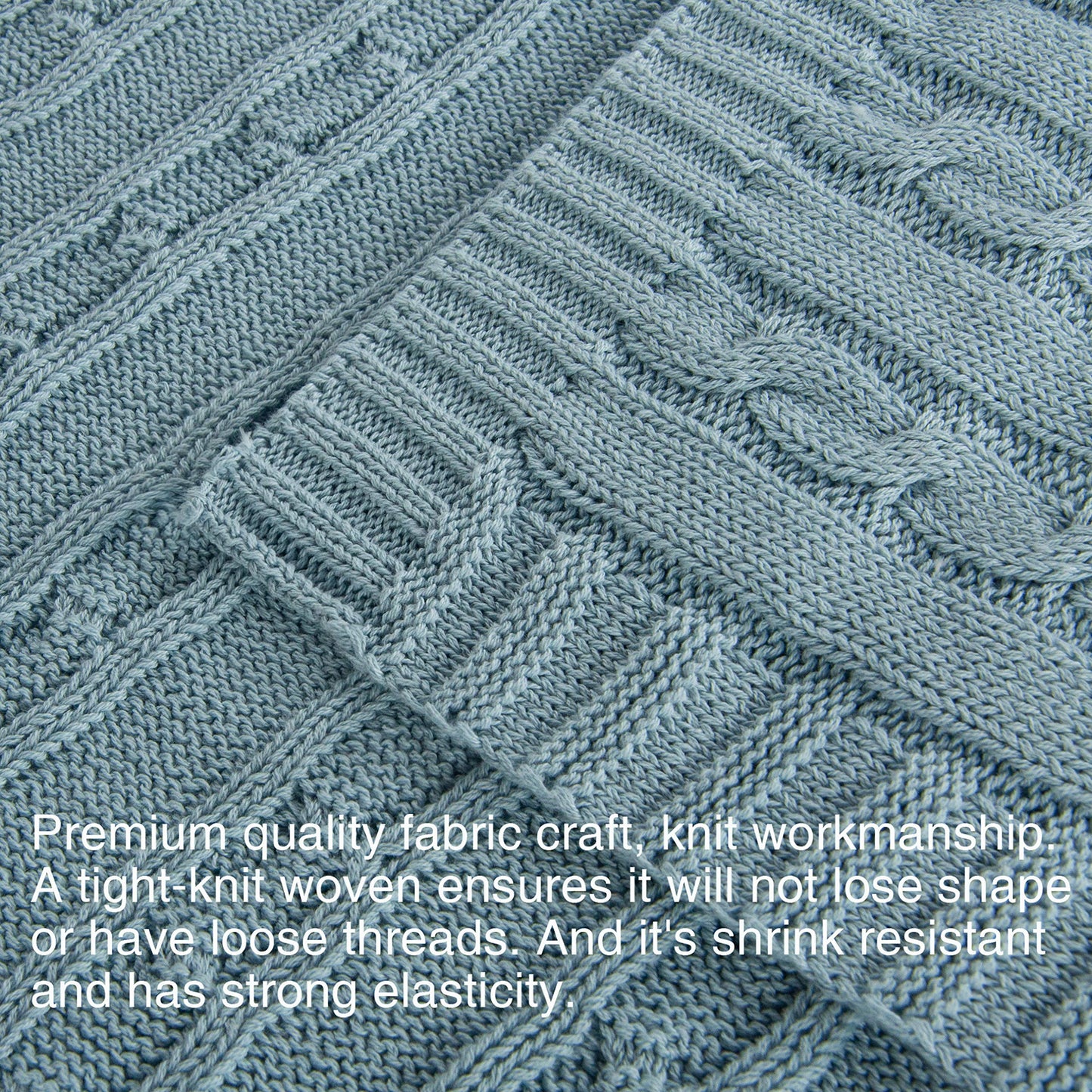 NTBAY 100% Pure Cotton Cable Knit Toddler Blanket, Super Soft Warm Breathable 30x40 Baby Blanket for Crib, Stroller, Nursery, Travel, Newborn, 30x40 Inches, Baby Blue