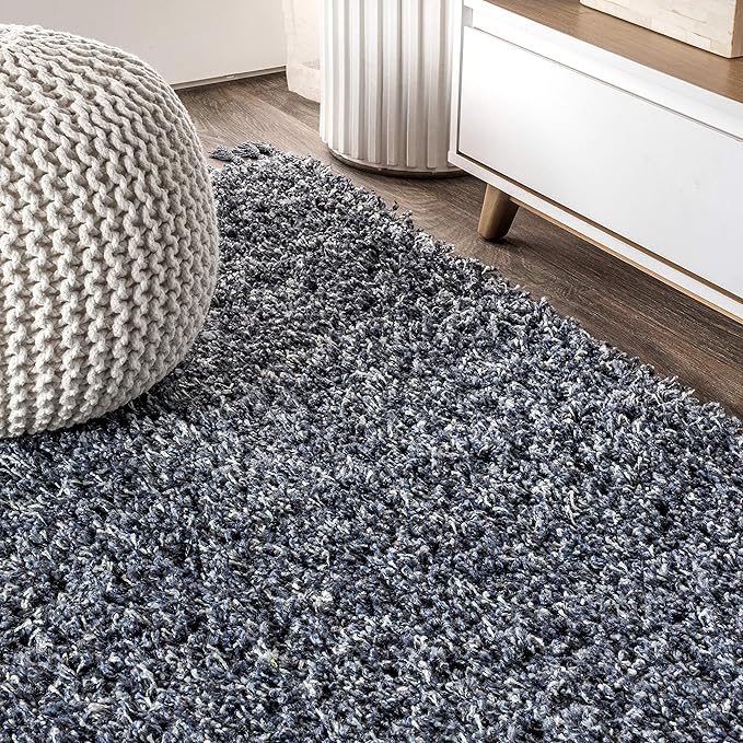 JONATHAN Y Mercer Shag Plush Tassel Denim Blue Indoor Area Rug, 5x8, Contemporary, Modern, Easy-Cleaning for Living Room, Bedroom, Kitchen, Pet Friendly, Non-Shedding (MCR100C-5)