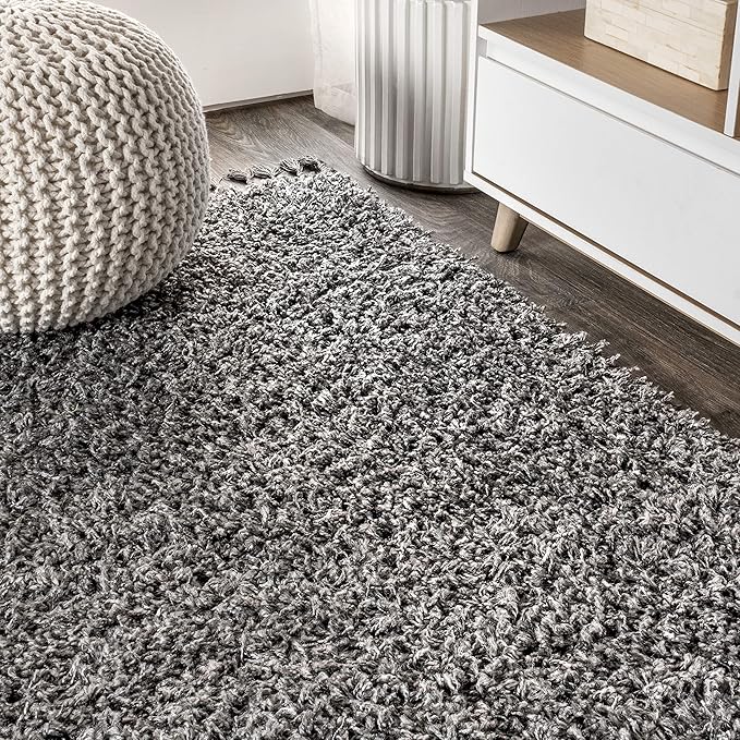 JONATHAN Y Mercer Shag Plush Tassel Charcoal Indoor Area Rug, 5x8, Contemporary, Modern, Easy-Cleaning for Living Room, Bedroom, Kitchen, Pet Friendly, Non-Shedding (MCR100B-5)