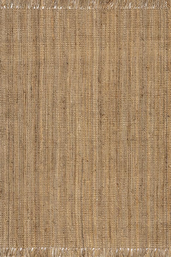 Nuloom Daniela Natural, 8' Square, Handmade, Jute, Tassel, Soft and Textured, High Traffic, Stain Resistant, Easy Clean, Durable Area Rug for Bedroom, Living Room, Dining Space, Foyer, Entryway